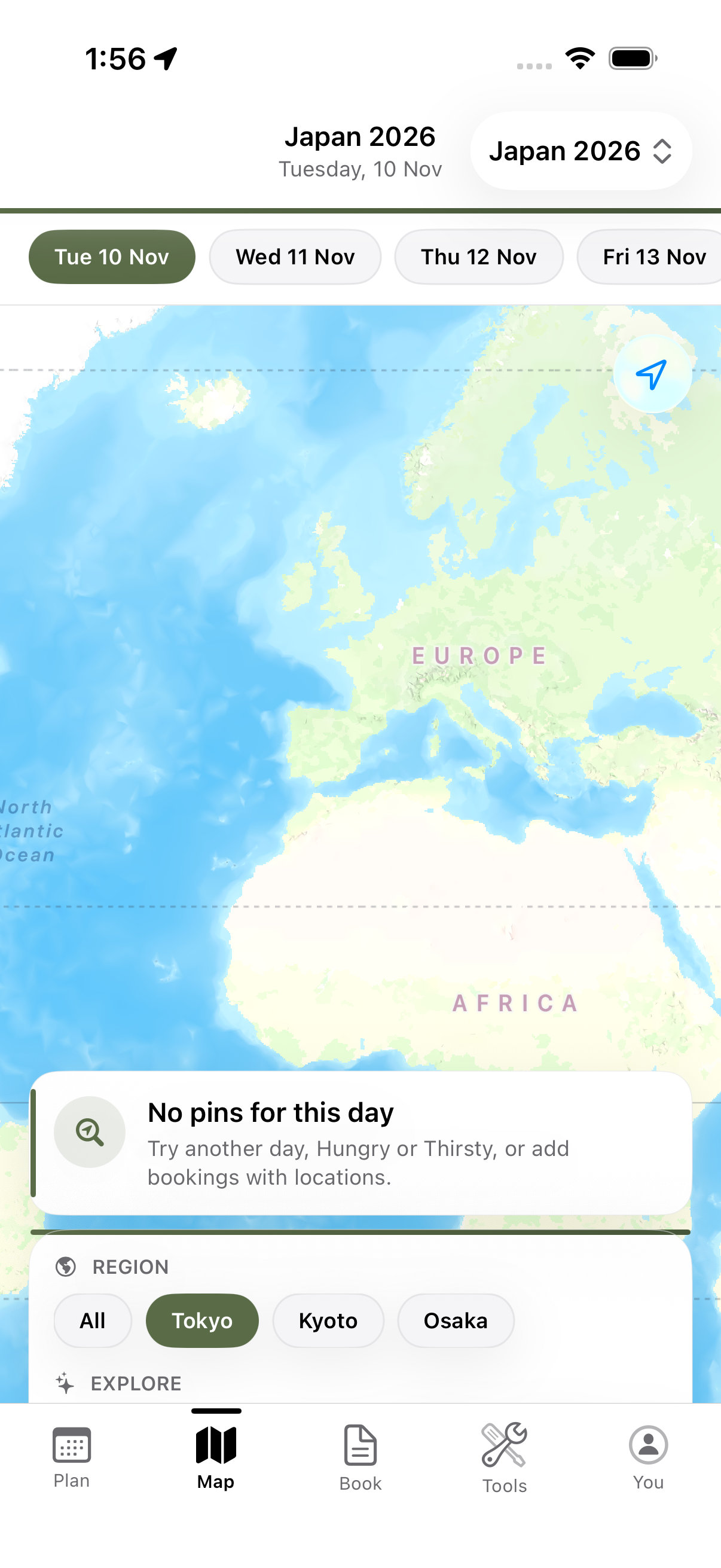 Trip map view on iPhone
